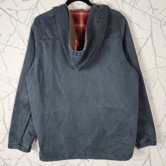 Kr3w Blue Denim Flannel Lined Full Zip Hooded Jacket - Picture 2 of 7